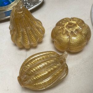 Murano gold flecked glass fruit